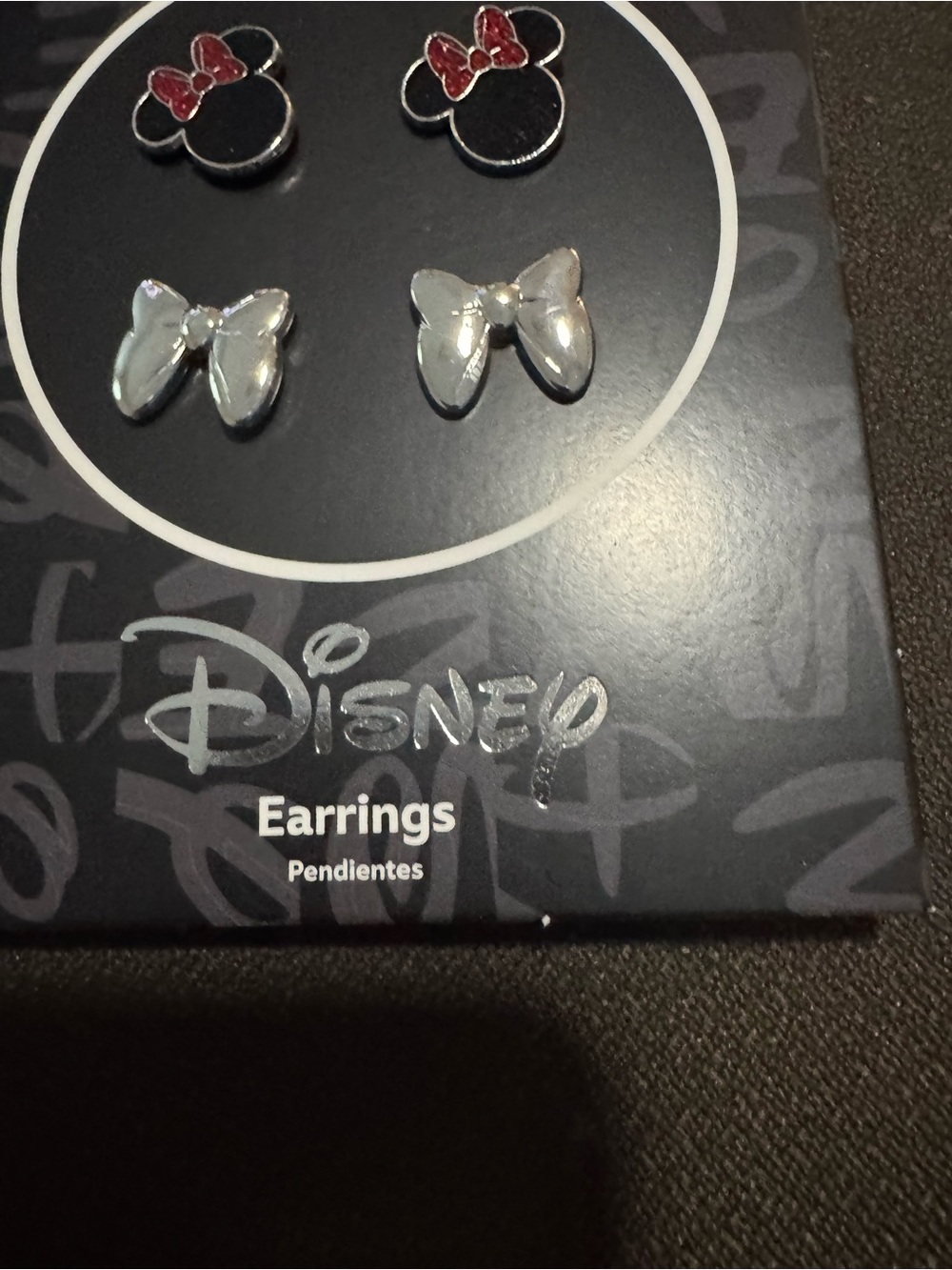 Disney Minnie Mouse Stud Earring Set - Black & Red with Silver Bows New Gift - Picture 4 of 7